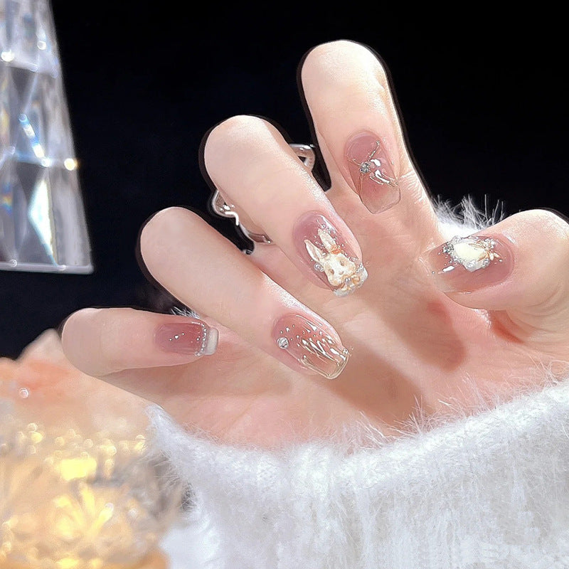 0331-New Arrival-Bling Style-Handmade Nails, Hot Styles, Chipped Diamonds, Butterflies Style, Press-on Nails